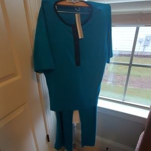 nwt womens m linda Hartman pajama set blue